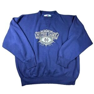 VTG Midwest Embroidery Mens Navy Blue Notre Dame Fighting Irish Sweatshirt XL